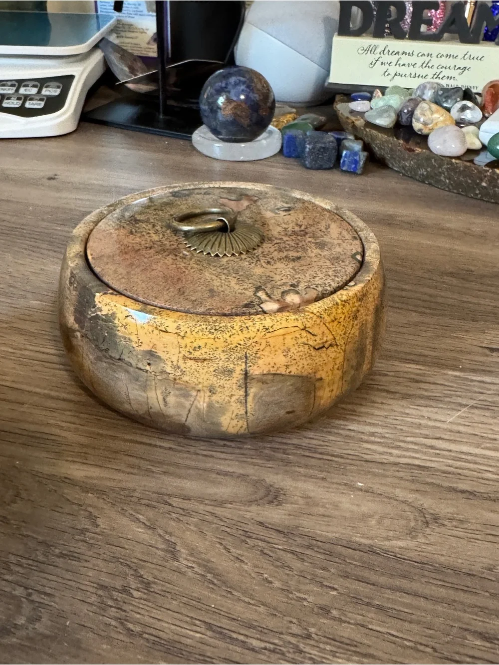 Picture Jasper Bowl With Lid.  4 in round & 1.25in deep